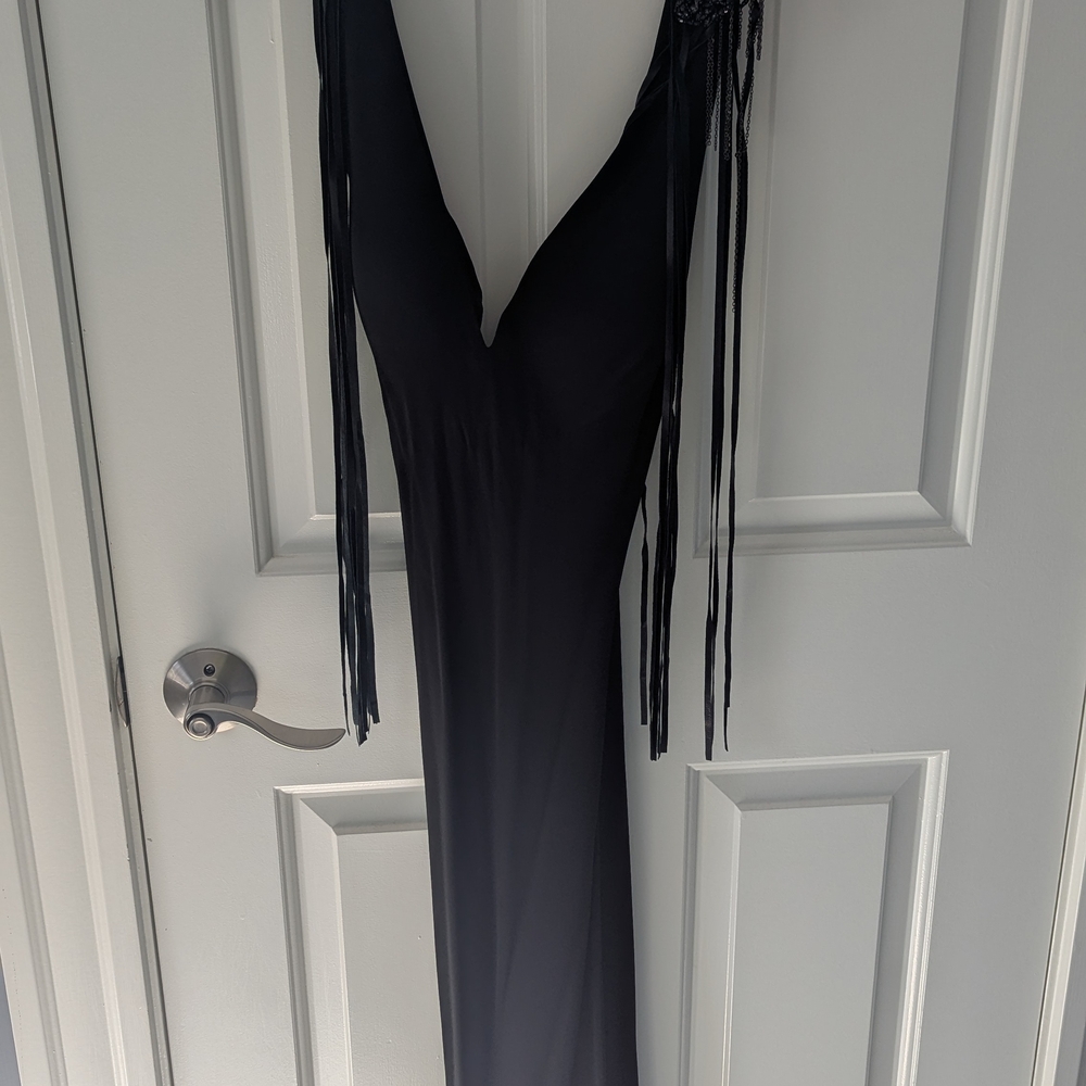 Stella & Jamie Black Fringe Maxi Dress